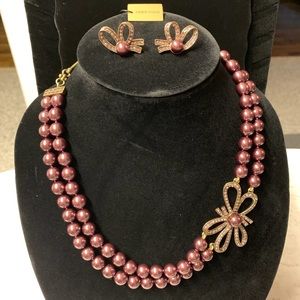 Heidi Daus Amethyst  Pearl Necklace & Earrings